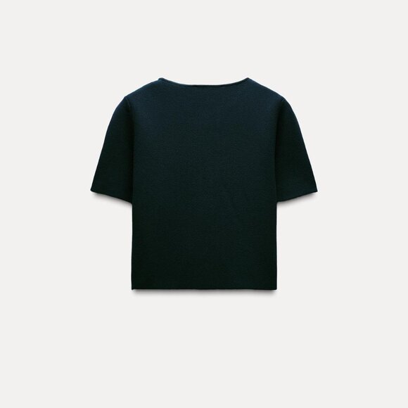 Zara Cropped Knit Top - Green-blue - new with tags (size: small) - Picture 4 of 7